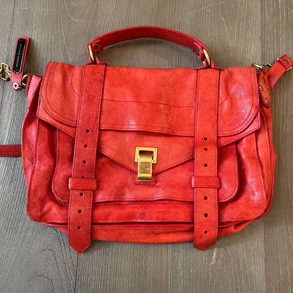 Proenza Schouler PS1 Medium Classic Leather Satchel in Red